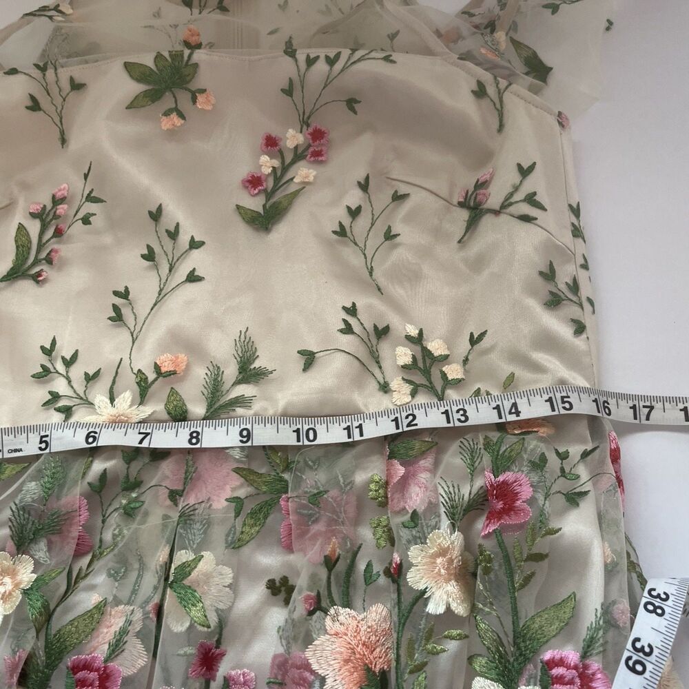 Tahari Dress Spring Summer Flower Embroidery Cold Shoulder - Picture 10 of 16